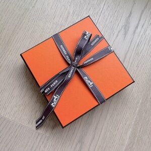 Authentic Hermes Orange Gift Box with Ribbon